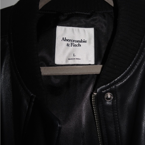 Abercrombie & Fitch Bomber Black Leather Jacket - Picture 2 of 6